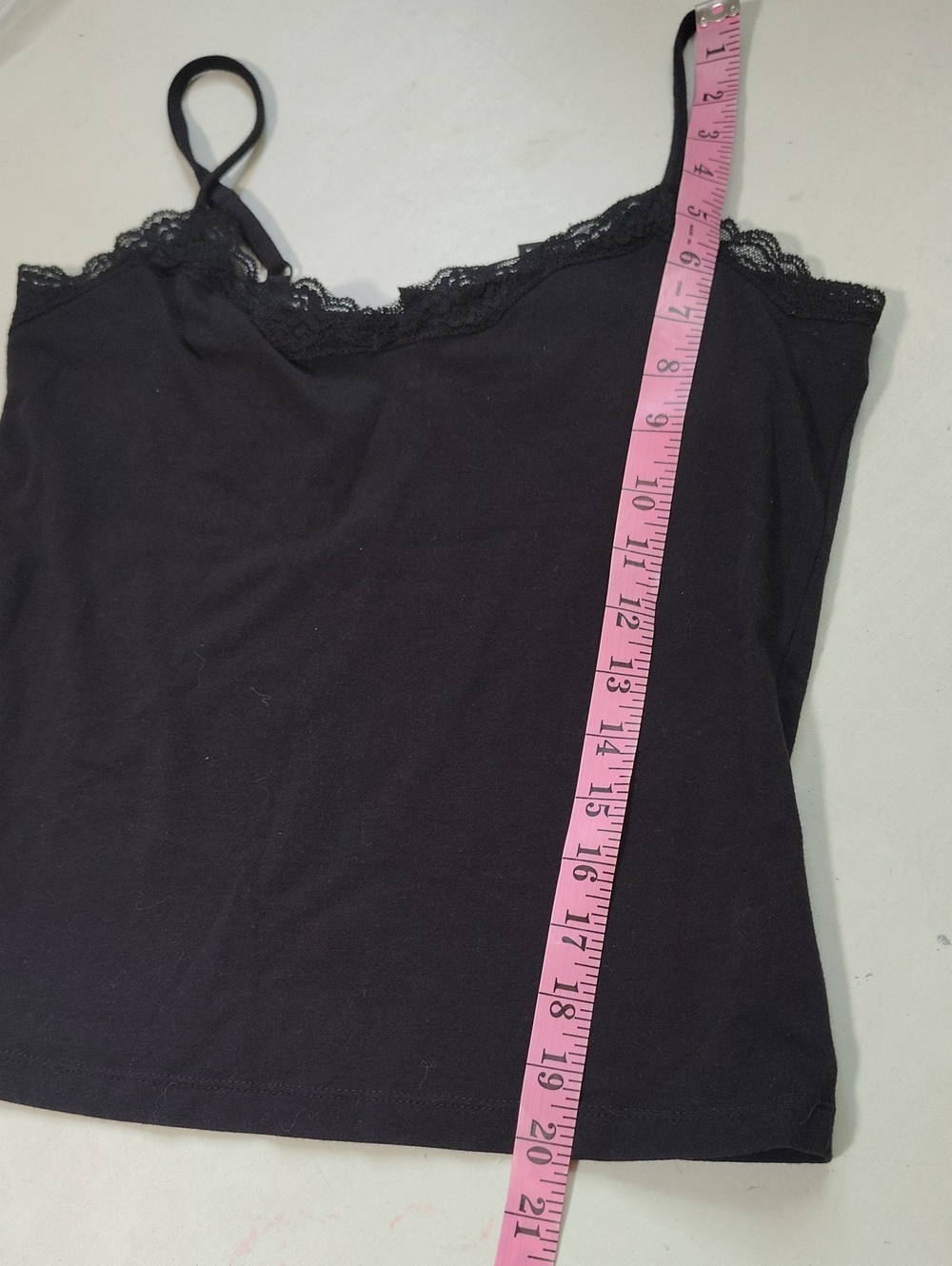 Apostrophe Stretch Black Lacey Fitted Spaghetti Straps Top Size M Y2K Whimsigoth - Picture 11 of 12